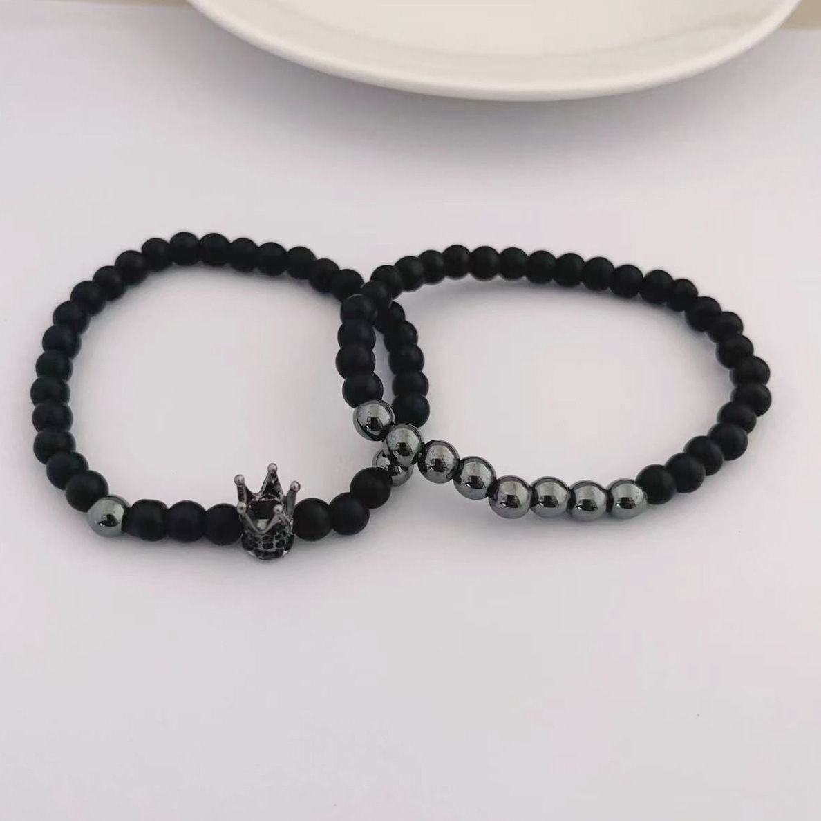 With Box 3 pieces Men's watch sets business Steel band dial quartz boys watch + Crown beaded bracelet men's fashion accessories