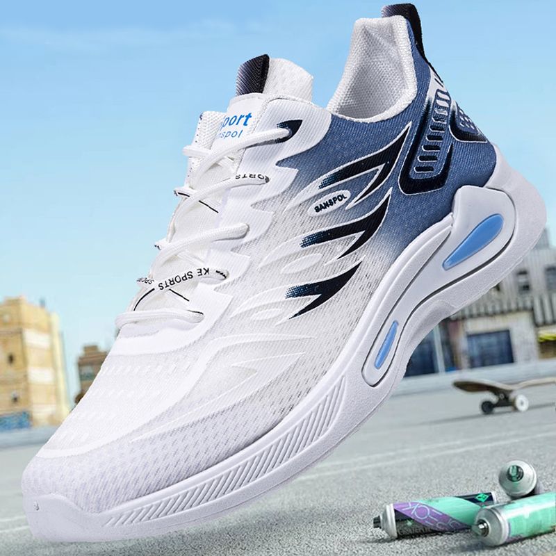 Men's sneakers flying woven sports shoes mesh outdoor casual net surface shoes Boy's lace-up gym shoes students fashion running shoes