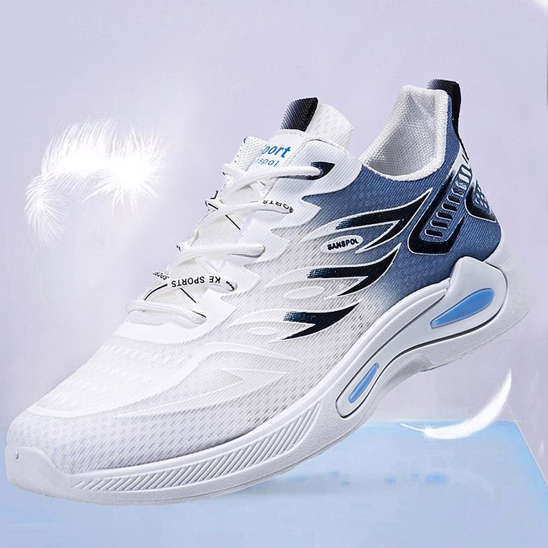 Men's sneakers flying woven sports shoes mesh outdoor casual net surface shoes Boy's lace-up gym shoes students fashion running shoes