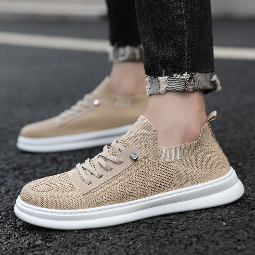 Men's net surface breathable sports casual shoes flying fabric soft sole fashion shoes boy's sneakers students running gym shoes