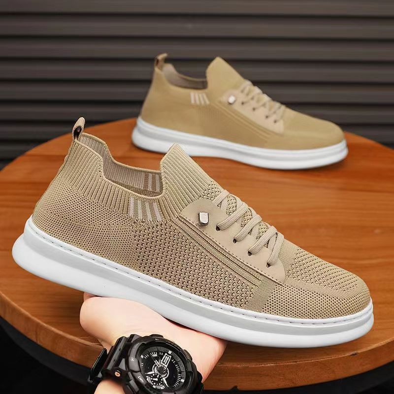 Men's net surface breathable sports casual shoes flying fabric soft sole fashion shoes boy's sneakers students running gym shoes