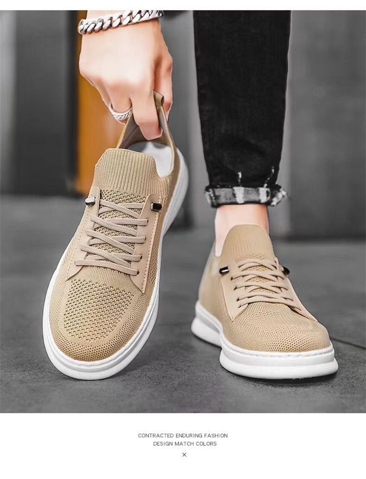 Men's net surface breathable sports casual shoes flying fabric soft sole fashion shoes boy's sneakers students running gym shoes