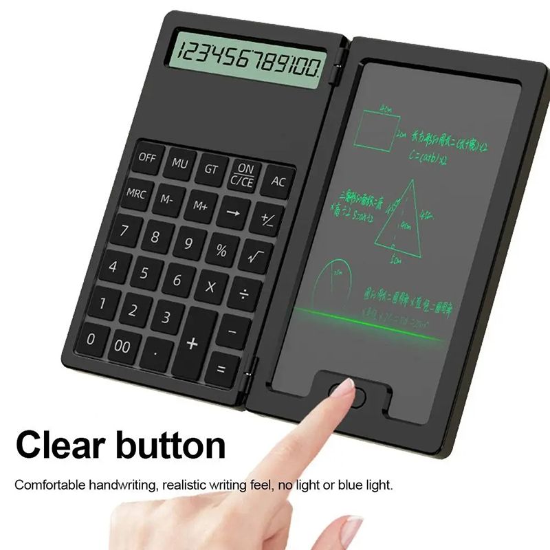 Calculator Folding LCD Writing Board 12 Digits Clear Display Pocket-sized Scientific Calculator with 5Inch LCD Notepad Writing Pad With Stylus For Students Office