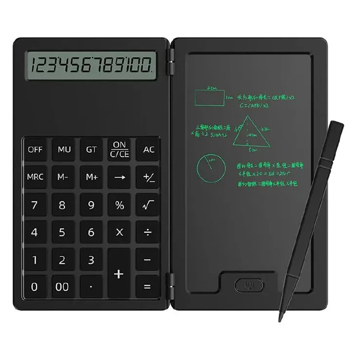 Calculator Folding LCD Writing Board 12 Digits Clear Display Pocket-sized Scientific Calculator with 5Inch LCD Notepad Writing Pad With Stylus For Students Office