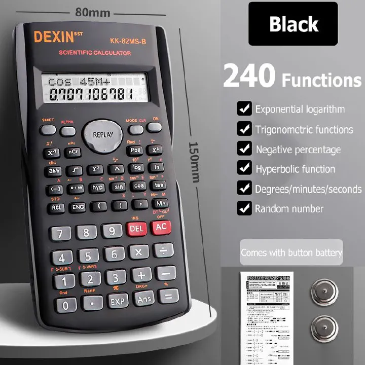 Scientific Calculator with 240 Functions and 2-Line Screen Multi-purpose Portable Student Calculator for Math Teaching ,Display Digital LCD Scientific Calculator