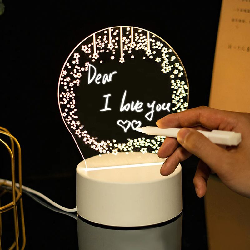 Note Board Creative Led Night Light Erasable Write Message Board Holiday USB Light Transparent Luminous Acrylic Light Gift For Children Girlfriend Decoration Night Lamp Calendar Desktop Ornaments