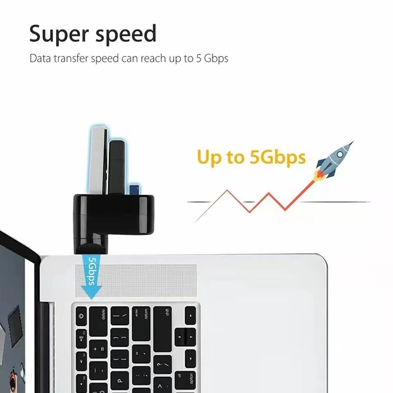 USB Hub 3.0 Adapter Rotate High Speed U Disk Reader USB Splitter 3 Ports USB 2.0 for Xiaomi Macbook Pro Laptop PC Accessories