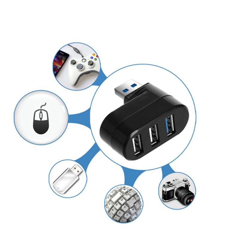 USB Hub 3.0 Adapter Rotate High Speed U Disk Reader USB Splitter 3 Ports USB 2.0 for Xiaomi Macbook Pro Laptop PC Accessories