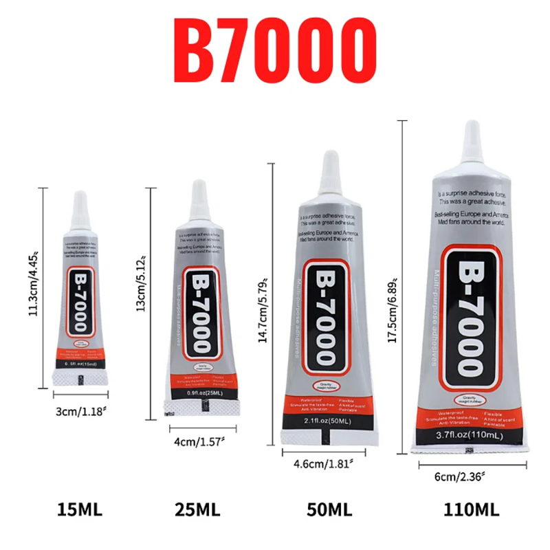 15ML 50ML 110ML B7000 Clear Contact Phone Repair Adhesive Universal Glass Plastic DIY Glue Multipurpose Jewelry Rhinestone Super Glue Cell Phone LCD Touch Screen Glue