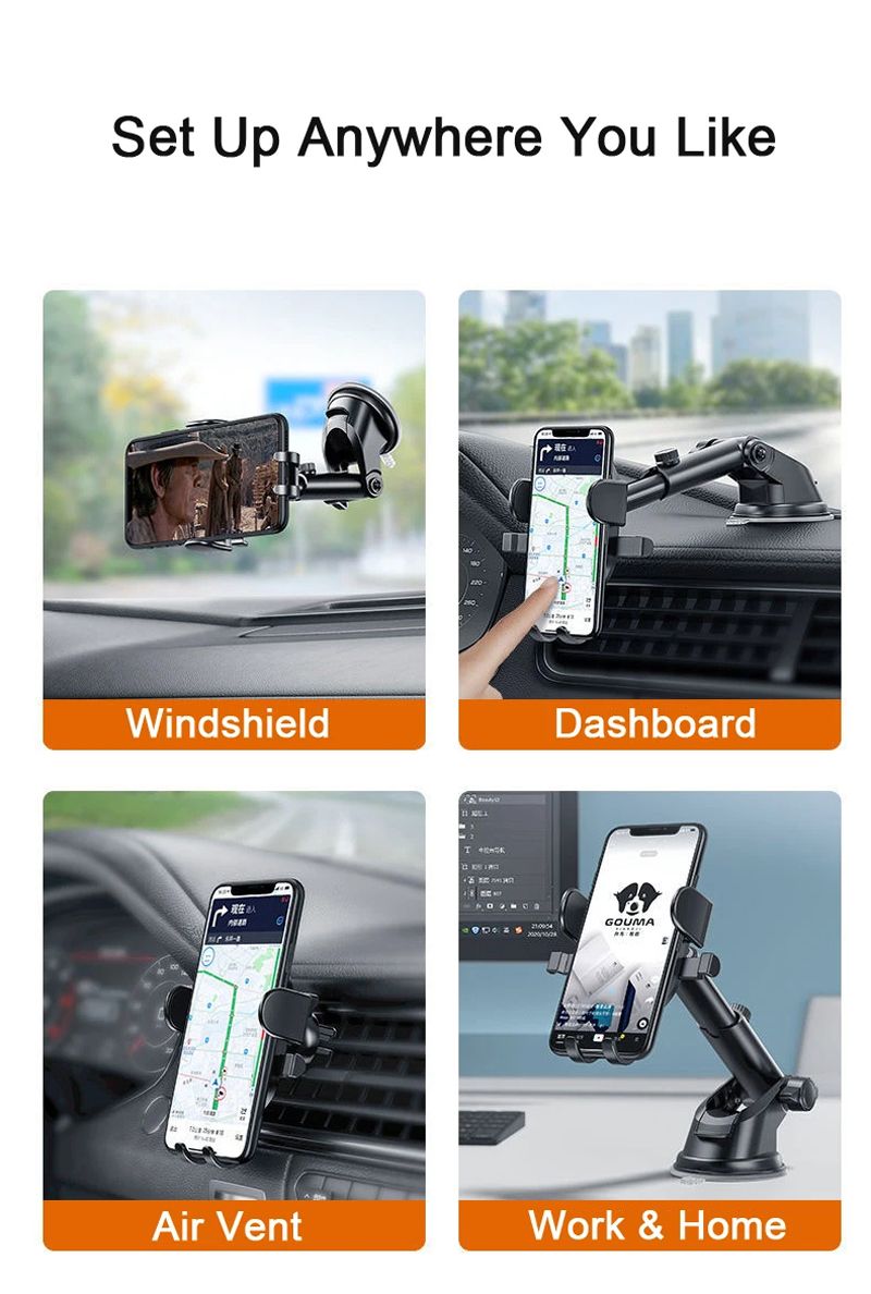 2024 NEW Universal Sucker Car Phone Holder 360° Windshield Car Dashboard Mobile Cell Support Bracket for 4.0-7 Inch Smartphones