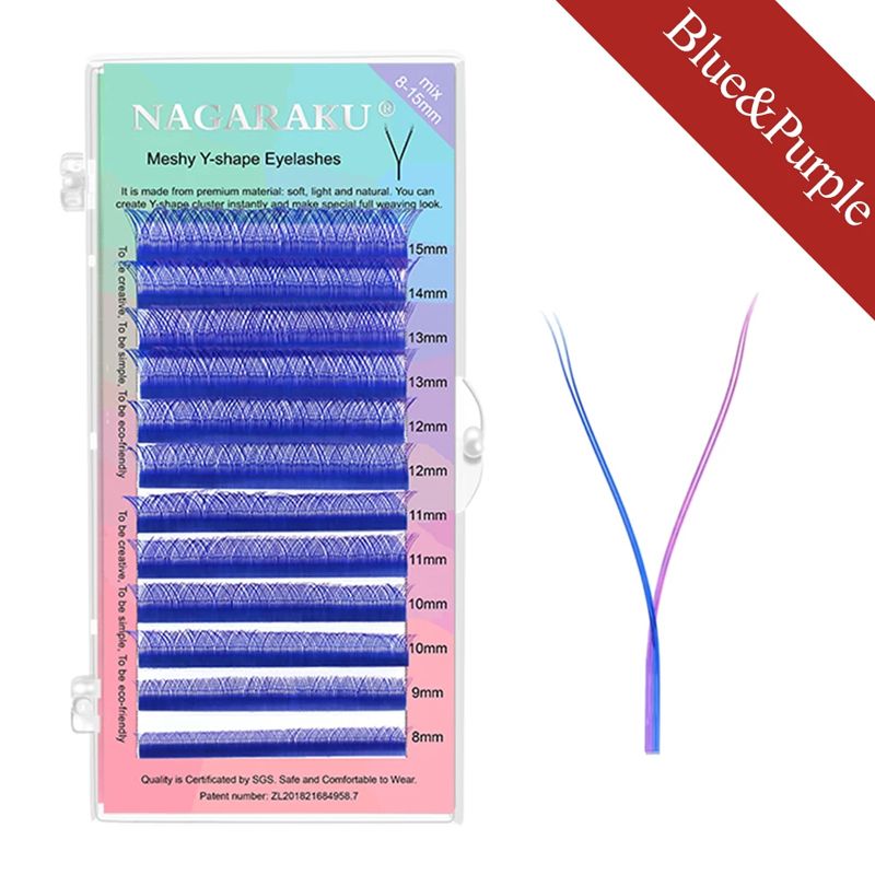 NAGARAKU YY Shape Double/Three Split Tips Triple Top Interlaced Root Eyelash Extensions Eyelashes
