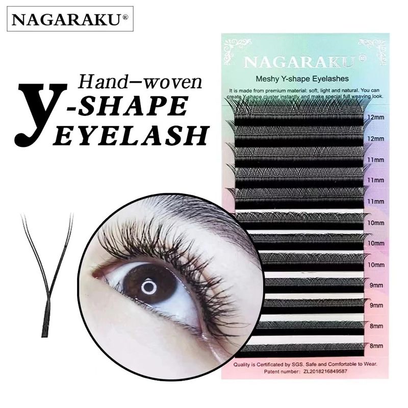 NAGARAKU YY Shape Double/Three Split Tips Triple Top Interlaced Root Eyelash Extensions Eyelashes