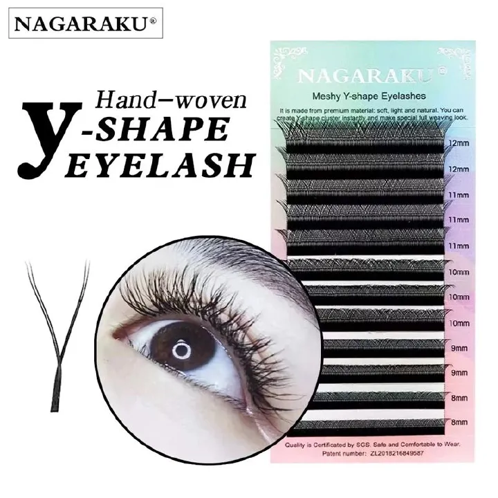 NAGARAKU YY Shape Double/Three Split Tips Triple Top Interlaced Root Eyelash Extensions Eyelashes