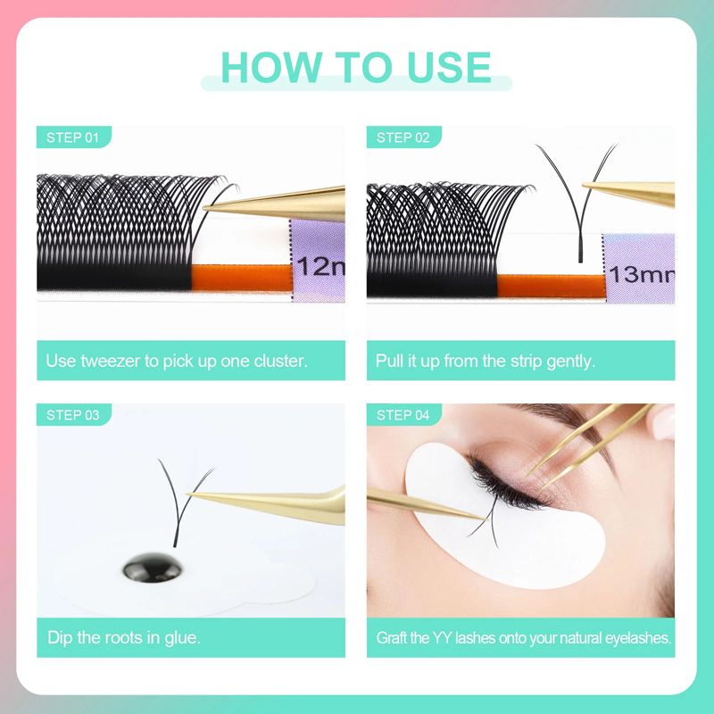 NAGARAKU YY Shape Double/Three Split Tips Triple Top Interlaced Root Eyelash Extensions Eyelashes