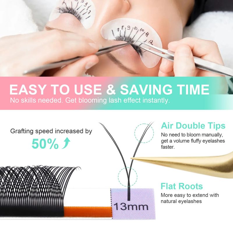 NAGARAKU YY Shape Double/Three Split Tips Triple Top Interlaced Root Eyelash Extensions Eyelashes