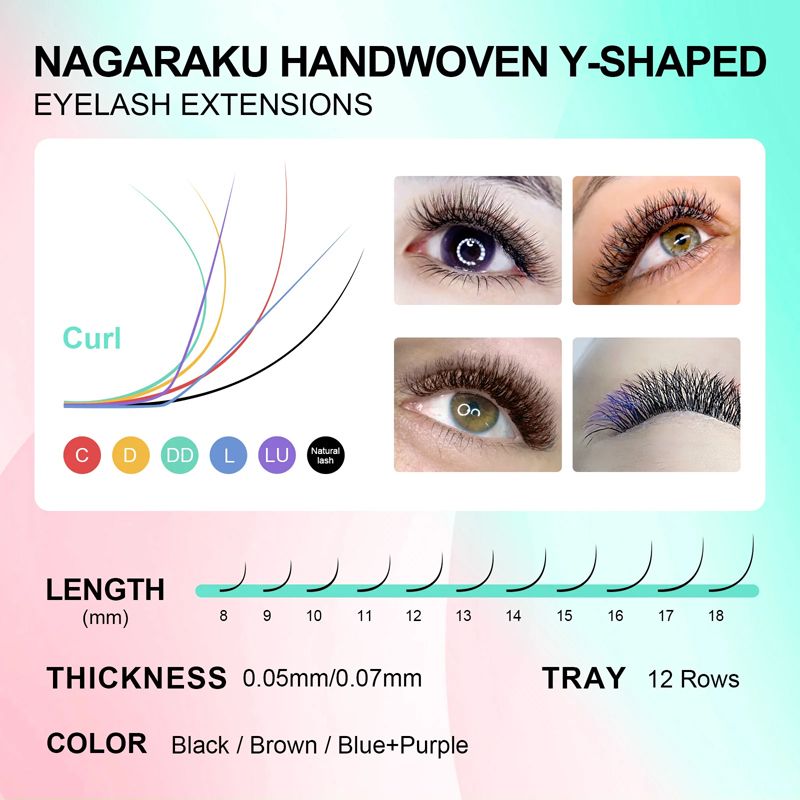NAGARAKU YY Shape Double/Three Split Tips Triple Top Interlaced Root Eyelash Extensions Eyelashes
