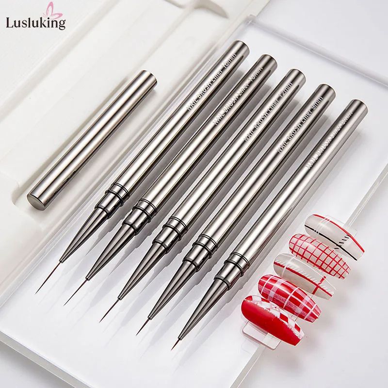 5PCS Nail Art Liner Brushes Hand Painted Brush Acrylic UV Gel Colours Paints Builder Drawing Pen DIY Manicure Design Accessories