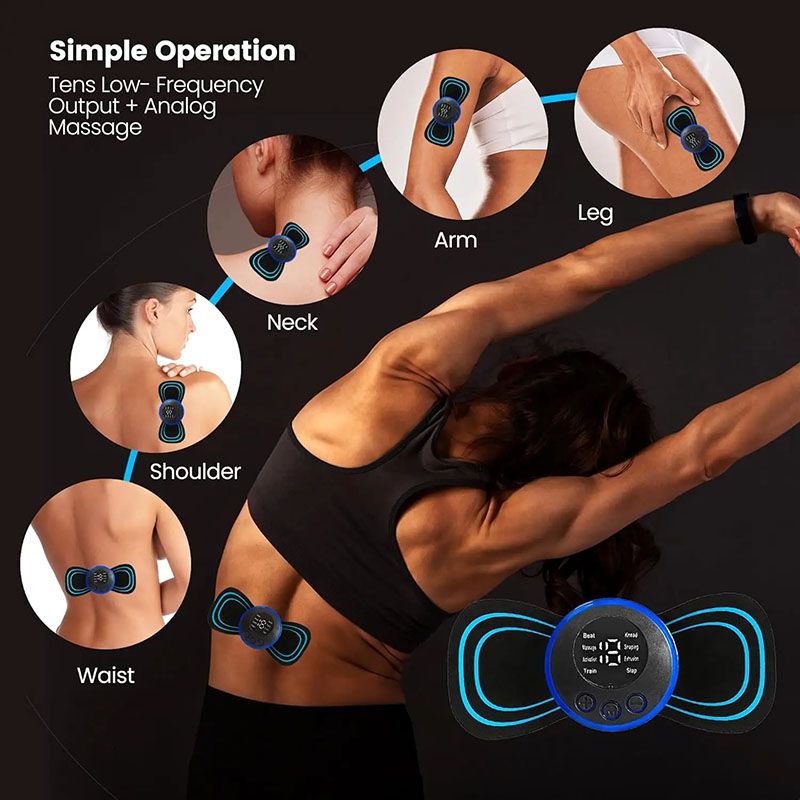 EMS Neck Massagers LCD Display Electric Cervical Vertebra Massage Patch for Relieve Relax Muscle Fatigue Relaxation Portable Neck Stretcher, Neck Back Patch 8 Mode Pulse Muscle Stimulator Relief Pain