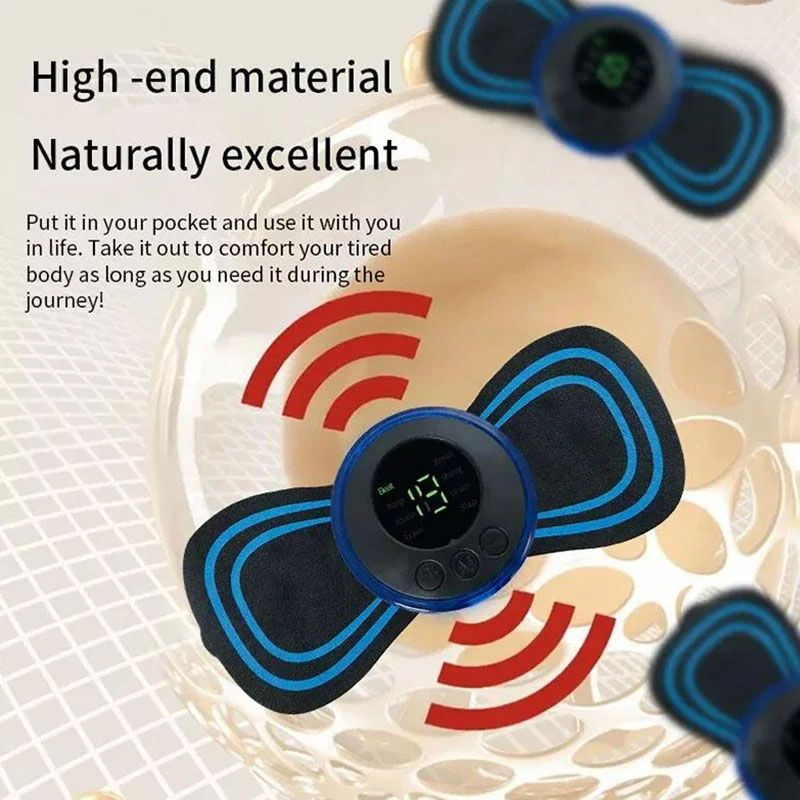 EMS Neck Massagers LCD Display Electric Cervical Vertebra Massage Patch for Relieve Relax Muscle Fatigue Relaxation Portable Neck Stretcher, Neck Back Patch 8 Mode Pulse Muscle Stimulator Relief Pain