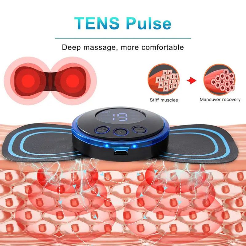 EMS Neck Massagers LCD Display Electric Cervical Vertebra Massage Patch for Relieve Relax Muscle Fatigue Relaxation Portable Neck Stretcher, Neck Back Patch 8 Mode Pulse Muscle Stimulator Relief Pain