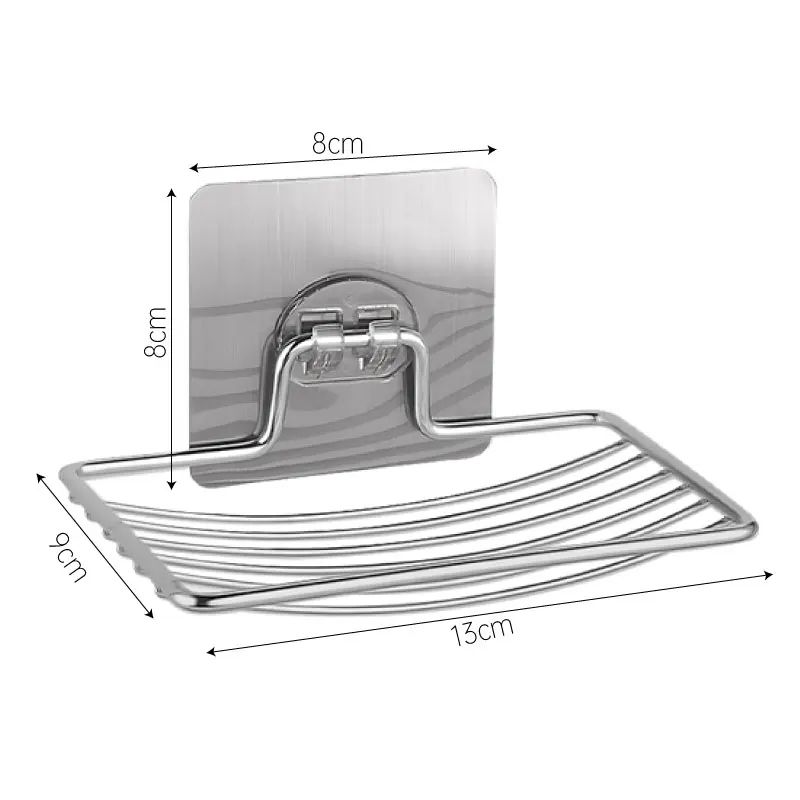 1-2Pcs Soap Rack Stainless Steel Punch-free Wall Hanging Sucker Soap Box Bar Soap Sponge Holder Adhesive Soap Dish for Bathroom
