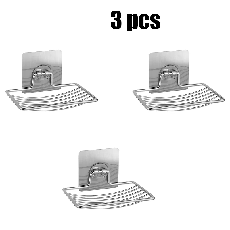1-2Pcs Soap Rack Stainless Steel Punch-free Wall Hanging Sucker Soap Box Bar Soap Sponge Holder Adhesive Soap Dish for Bathroom