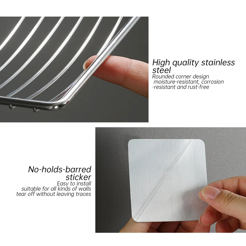 1-2Pcs Soap Rack Stainless Steel Punch-free Wall Hanging Sucker Soap Box Bar Soap Sponge Holder Adhesive Soap Dish for Bathroom
