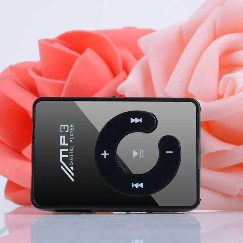 Mini MP3 Portable Mirror Clip MP3 Player Music Media Support SD TF Card Fashion Hifi MP3 for Outdoor Sports Mini Convenience