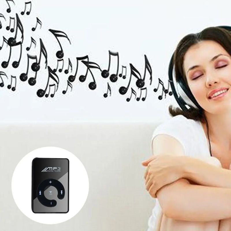 Mini MP3 Portable Mirror Clip MP3 Player Music Media Support SD TF Card Fashion Hifi MP3 for Outdoor Sports Mini Convenience