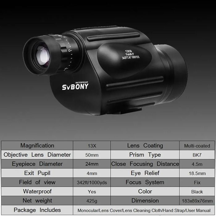 Svbony Telescope SV49 Monocular Powerful Professional Monoculars Waterproof Camping Equipment for Travel And Hunting