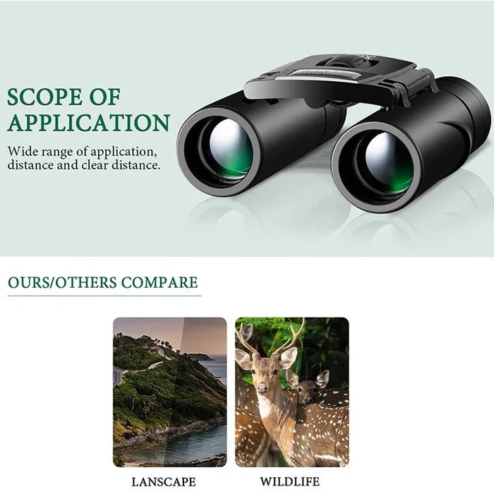 700x25 HD Zoom Portable Powerful Binoculars Long Range BAK4 Telescope Jumelles Folding FMC Binoculars for Hunting Camping Travel