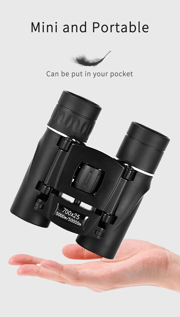 700x25 HD Zoom Portable Powerful Binoculars Long Range BAK4 Telescope Jumelles Folding FMC Binoculars for Hunting Camping Travel