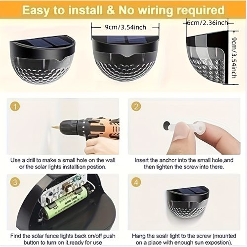 2 pack Outtuo Solar Fence Lights - Warm White Waterproof Deck Lights for Patio, Garden, and Pathway