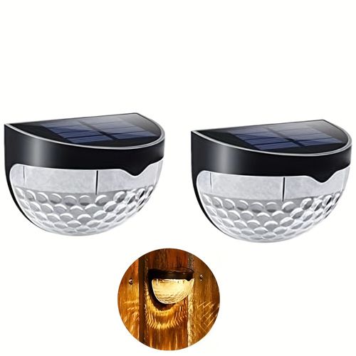2 pack Outtuo Solar Fence Lights - Warm White Waterproof Deck Lights for Patio, Garden, and Pathway