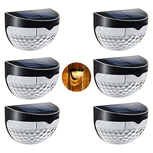 2 pack Outtuo Solar Fence Lights - Warm White Waterproof Deck Lights for Patio, Garden, and Pathway