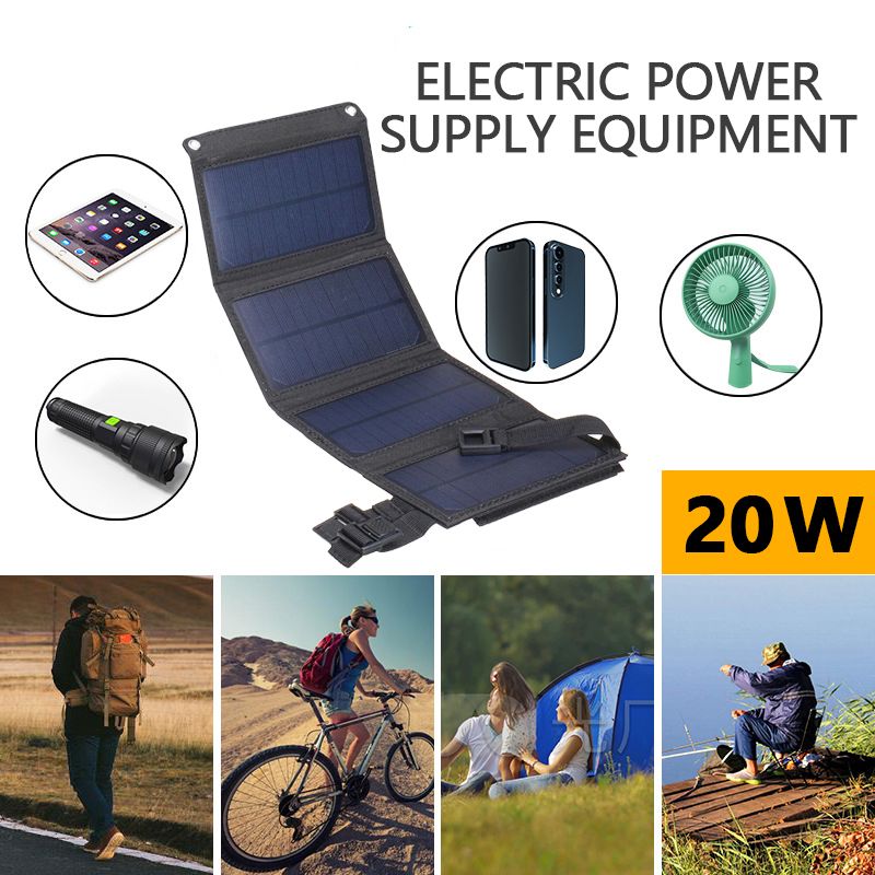 20W USB Waterproof Solar Panel Folding Power Bank for Outdoor Camping Hiking Phone Charger Portable Foldable Solar cell Panel electric power supply equipment