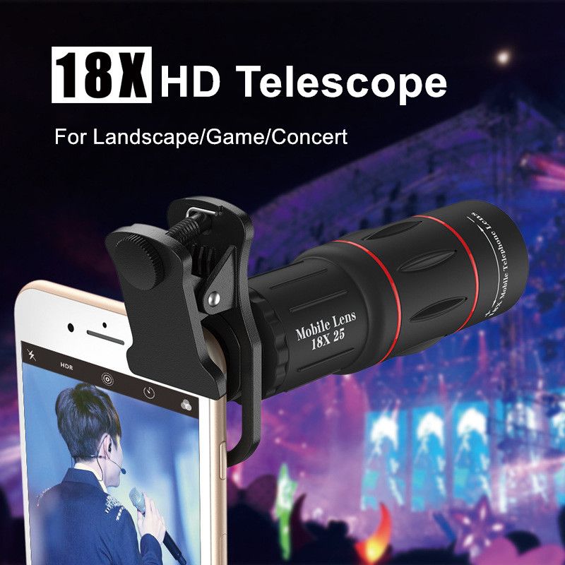 Generic Mobile Lens Phone Camera HD Glass Lens Universal Clip-on 18X Zoom Cell Phone Iphone Android Tablet Ipad