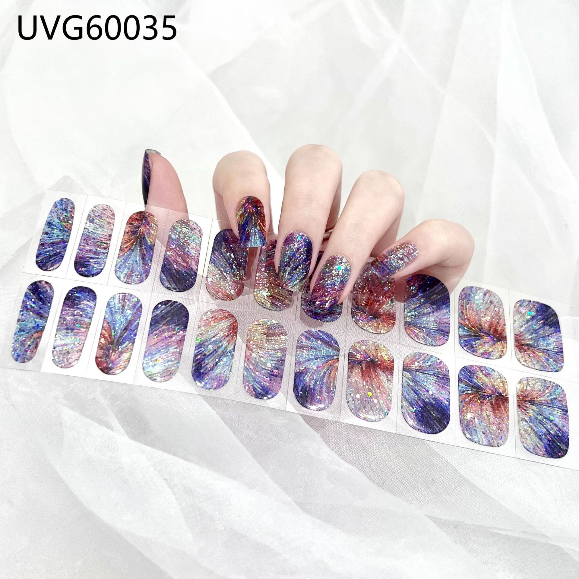 22Pcs Semi Cured Gel Nail Strips Nail Sticker (Non Addict) - Works with Any Nail Lamps, Salon-Quality, Long Lasting, Easy to Apply & Remove