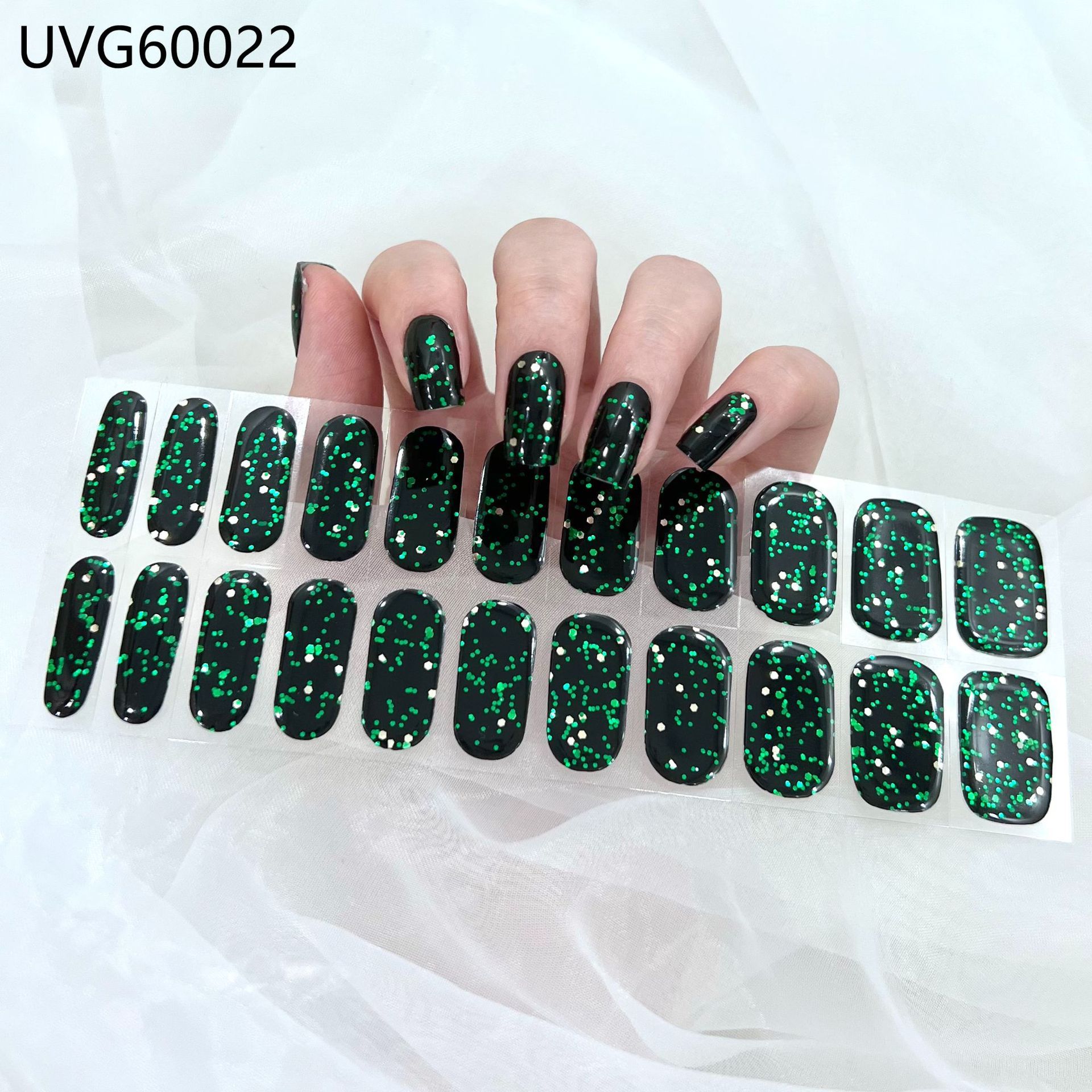 22Pcs Semi Cured Gel Nail Strips Nail Sticker (Non Addict) - Works with Any Nail Lamps, Salon-Quality, Long Lasting, Easy to Apply & Remove
