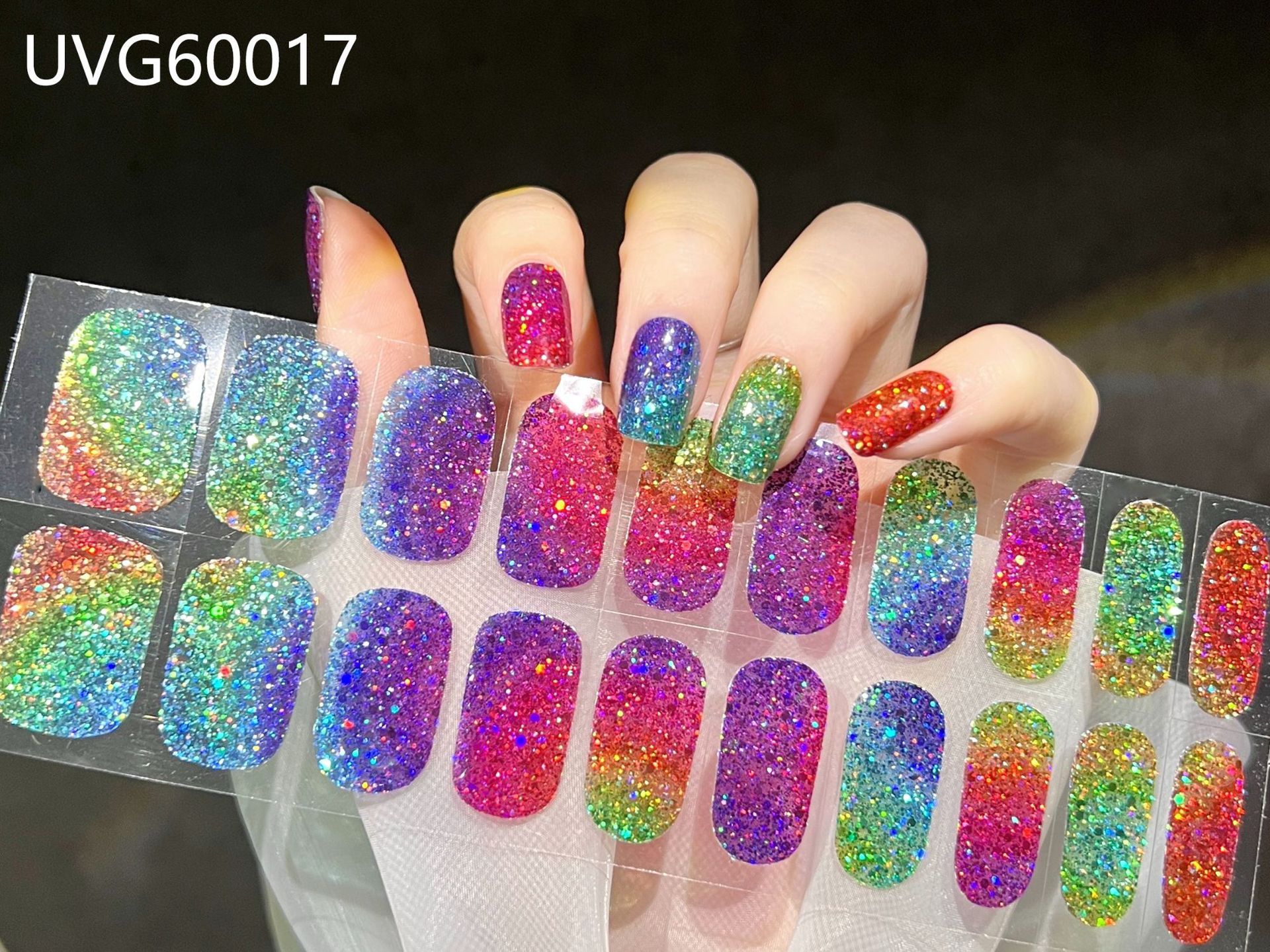 22Pcs Semi Cured Gel Nail Strips Nail Sticker (Non Addict) - Works with Any Nail Lamps, Salon-Quality, Long Lasting, Easy to Apply & Remove