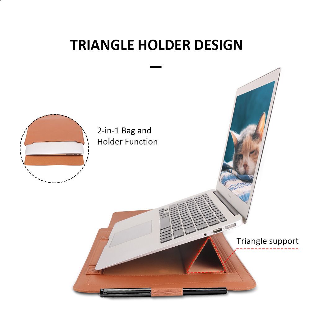 Fancy Leather Laptop Sleeve Case With Stand Holder Bag with Multi-Functions 11/12/13/15 inch Notebook Protective Cover Computer Bag
