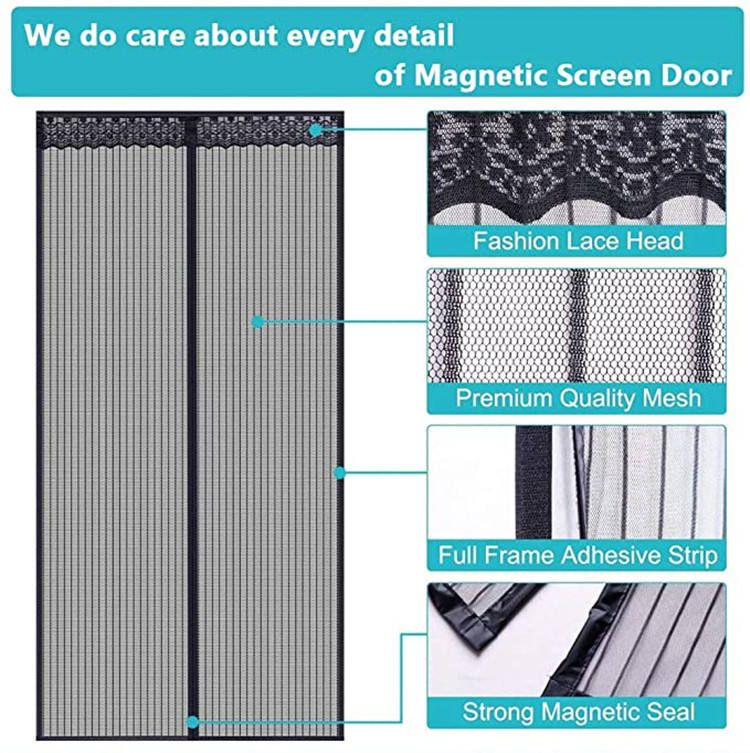 Magnetic Screen Door Anti-Mosquito Curtain with Hook and Loop Tape, Self Sealing, Heavy Duty, Hands Free Mesh Partition Keeps Bugs Out - Pet and Kid Friendly