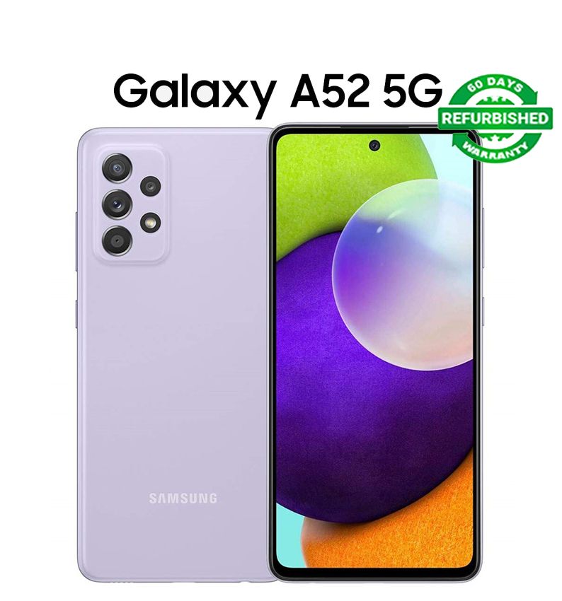 Refurbished Original SAMSUNG Galaxy A52 Dual SIM 5G Unlocked Smart Phones 8GB RAM 128GB/256GB Storage 64MP+32MP Quad Camera 4500 mAh Battery 6.4" Screen Fingerprint Face Unlocked 8+128GB/8+256GB