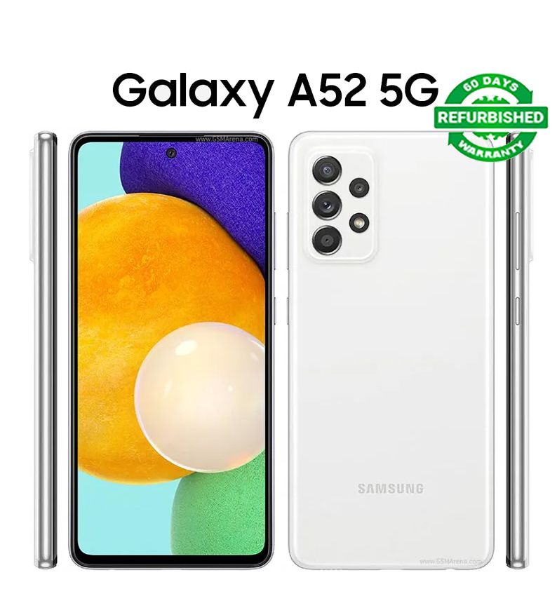 Refurbished Original SAMSUNG Galaxy A52 Dual SIM 5G Unlocked Smart Phones 8GB RAM 128GB/256GB Storage 64MP+32MP Quad Camera 4500 mAh Battery 6.4" Screen Fingerprint Face Unlocked 8+128GB/8+256GB