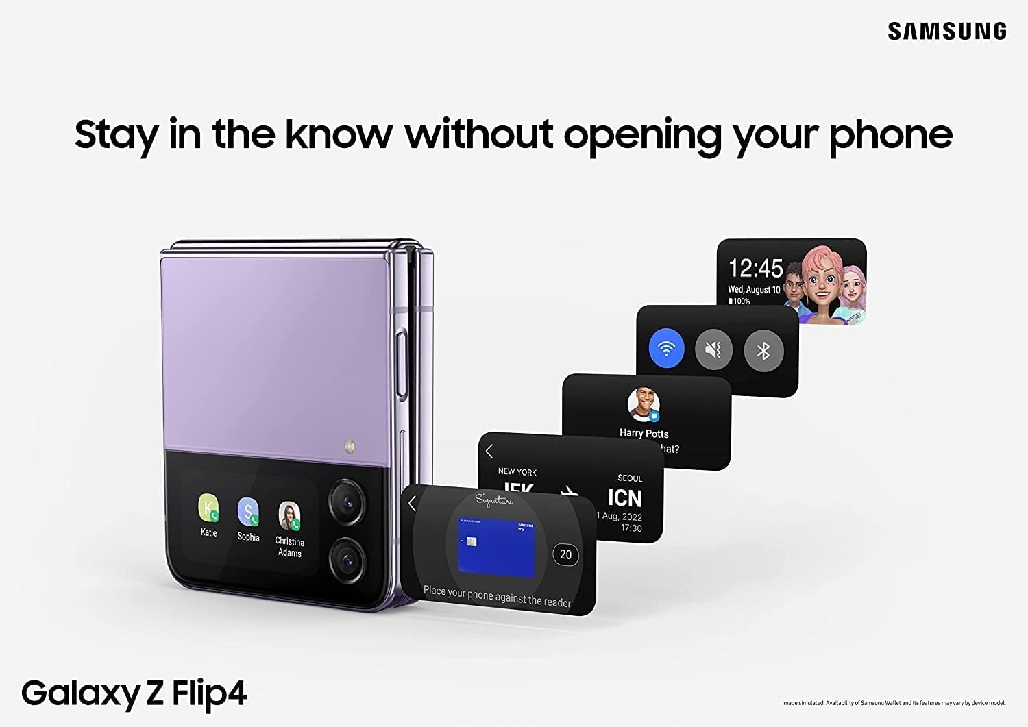 Refurbished Original SAMSUNG Galaxy Z Flip 4 Dual SIM 5G Unlocked Smart Phones 8GB RAM 256GB/512GB Storage 12MP+10MP Fingerprint Face Unlocked Galaxy Z Flip4 8+256GB/8+512GB