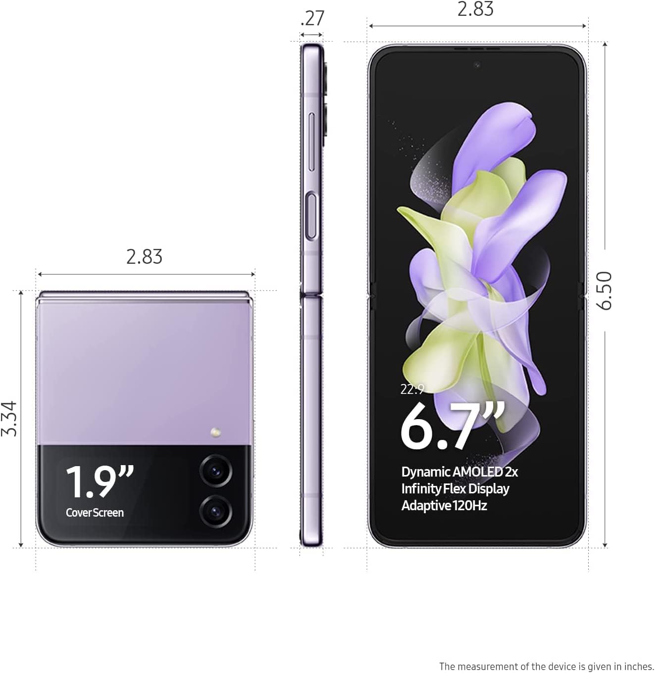 Refurbished Original SAMSUNG Galaxy Z Flip 4 Dual SIM 5G Unlocked Smart Phones 8GB RAM 256GB/512GB Storage 12MP+10MP Fingerprint Face Unlocked Galaxy Z Flip4 8+256GB/8+512GB