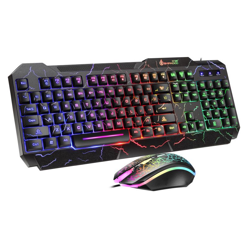 2-IN-1 Gaming Keyboard + Mouse Set Colorful Backlight USB Wired Game Keyboard and Mouse suit for Desktop Laptop PC
