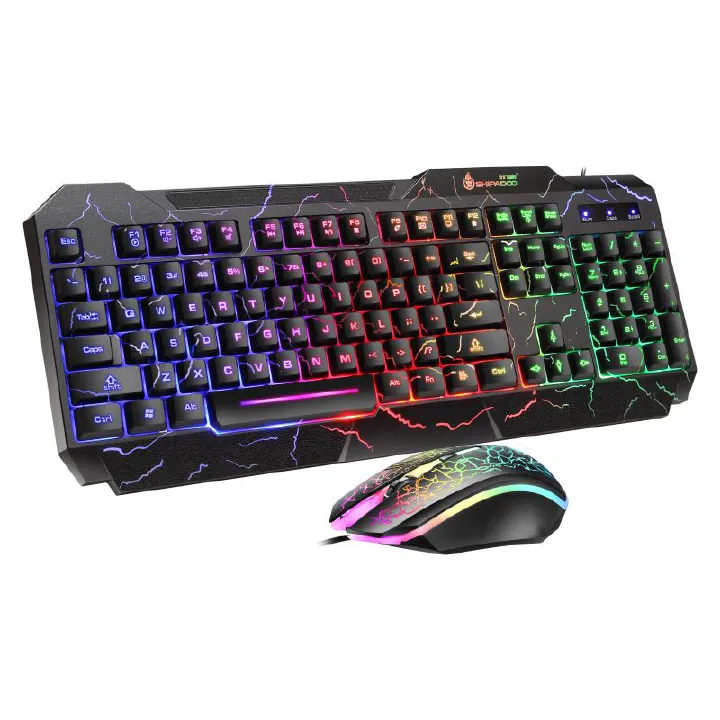 2-IN-1 Gaming Keyboard + Mouse Set Colorful Backlight USB Wired Game Keyboard and Mouse suit for Desktop Laptop PC