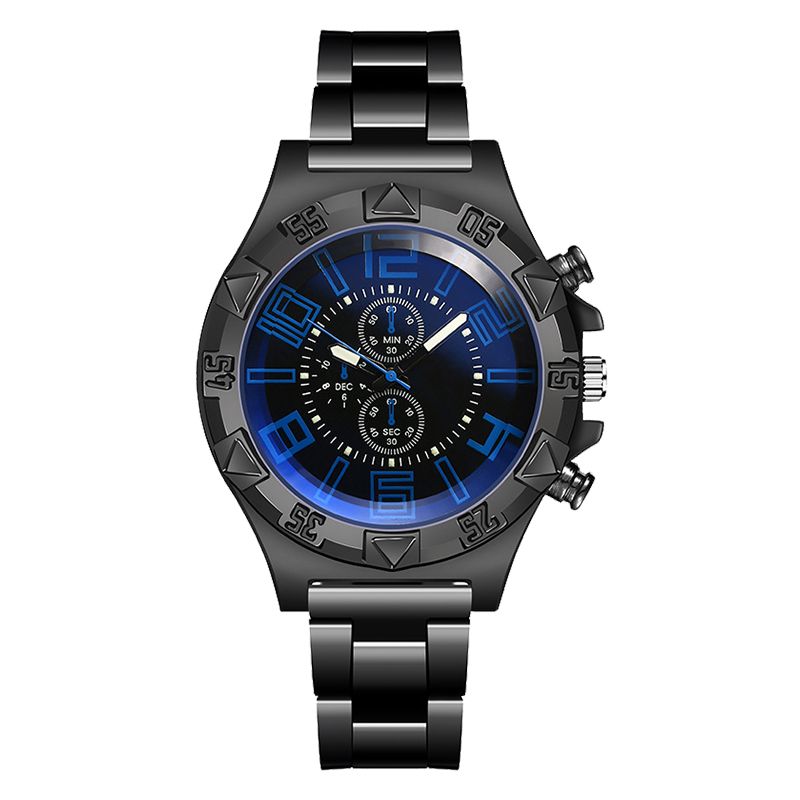 New Leisure Sports Men's Watch Blue Light Steel Band Men's Quartz Watch Night Light Watch