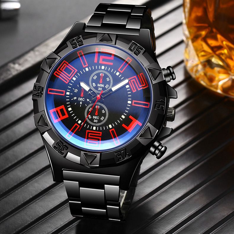 New Leisure Sports Men's Watch Blue Light Steel Band Men's Quartz Watch Night Light Watch